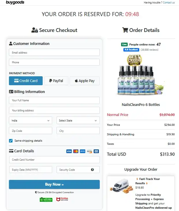 NailsCleanPro Order Page